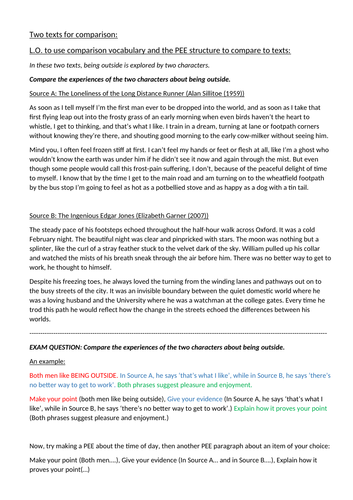 Comparison Vocabulary unit of work