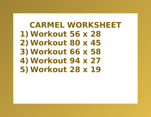 CARMEL WORKSHEET 30