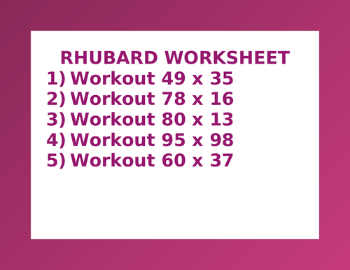 RHUBARD WORKSHEET 5