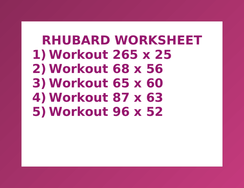 RHUBARD WORKSHEET 6