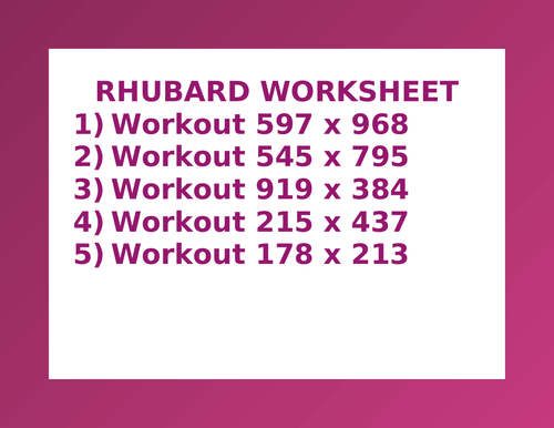 RHUBARD WORKSHEET 42