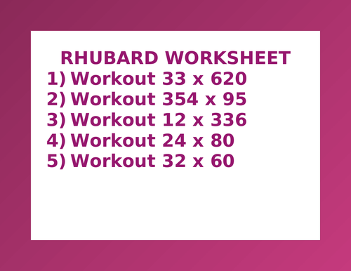 RHUBARD WORKSHEET 44