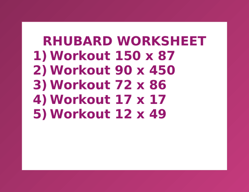 RHUBARD WORKSHEET 45