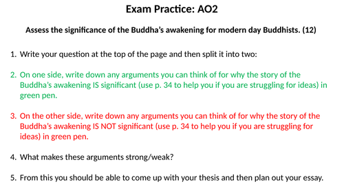 A Level Buddhism: Essay Writing Edexcel