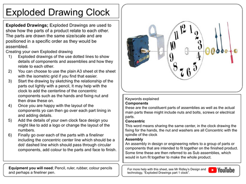 Exploded Drawing -  Draw a clock