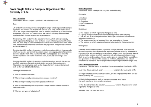 From Single Cells to Complex Organisms: The Diversity of Life