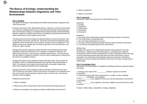 The Basics of Ecology: Understanding the Relationships between Organisms and Their Environment