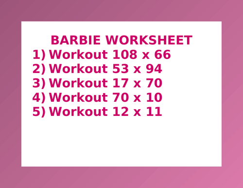 BARBIE WORKSHEET 5