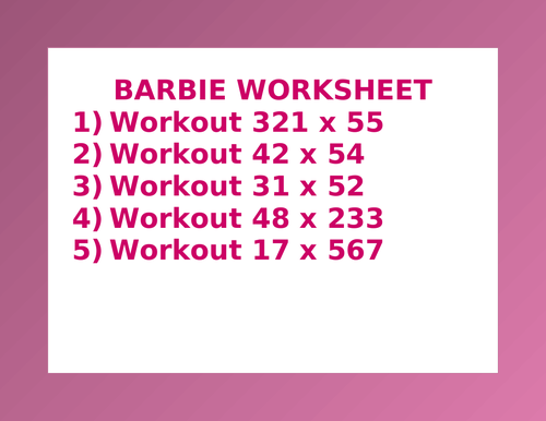 BARBIE WORKSHEET 32