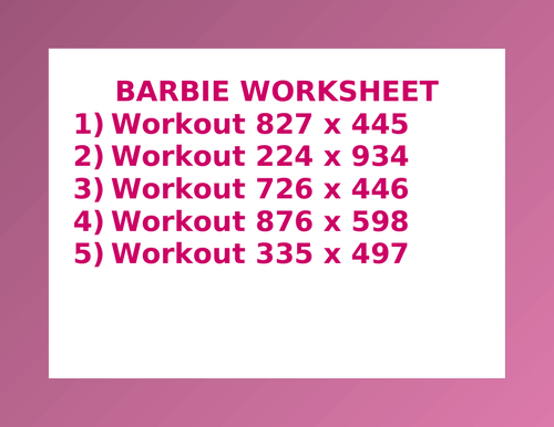 BARBIE WORKSHEET 38