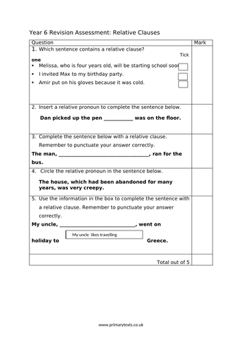 Year 6 SPAG Revision PPT: Relative Clauses