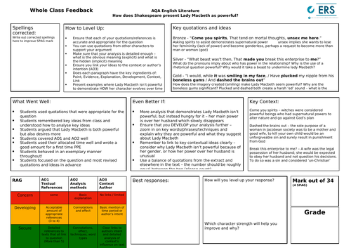 Whole Class Feedback - Macbeth example and 'Level Up' lesson
