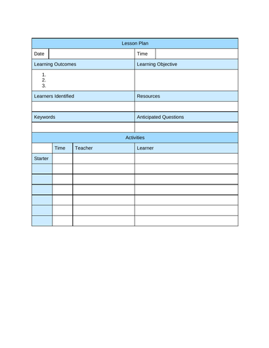 5 minute Lesson Plan | Teaching Resources