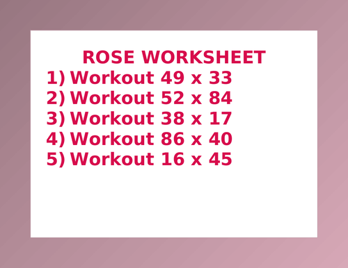 ROSE WORKSHEET 32