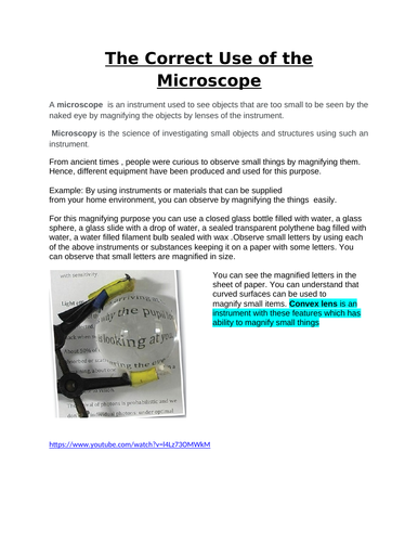 Correct use of microscope