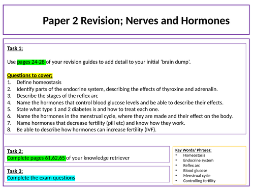 AQA Paper 2 Combined Science Homeostasis and Response Revision questions and answers