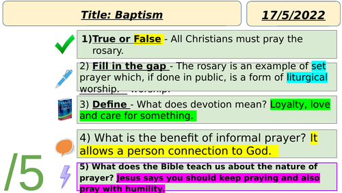 Baptism RS GCSE AQA (Christianity)