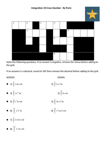 Integration by Parts A Level Maths Cross Number