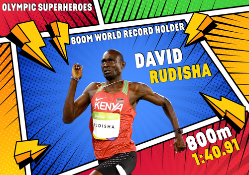Olympic Superhero Poster - David Rudisha (800m)