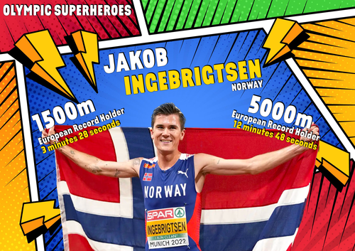 Olympic Superhero Poster - Jakob Ingebrigtsen (Middle Distance)