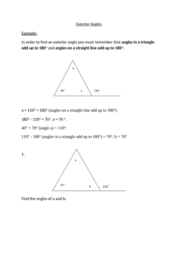 Maths exterior angles of a triangle