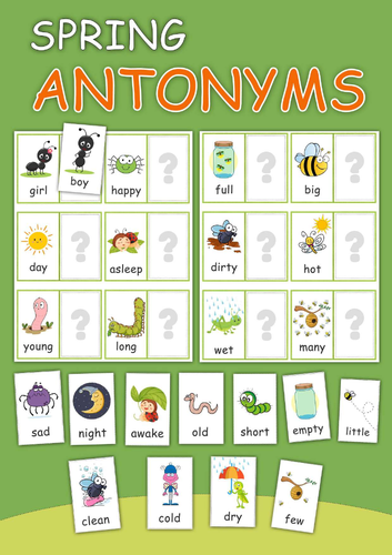 Spring Activity. Antonyms Game.