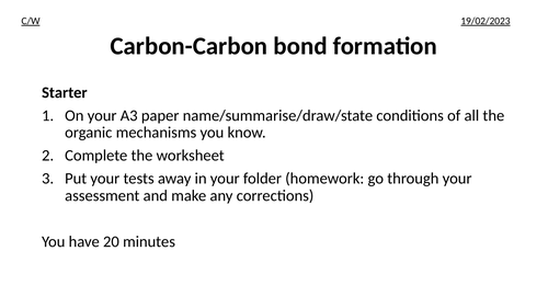 Carbon-Carbon bond formation OCR A Level