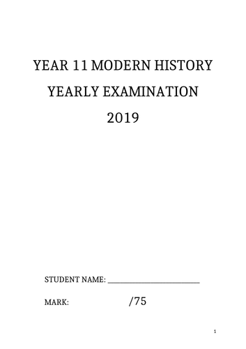 Year 11 Modern History Preliminary Exam