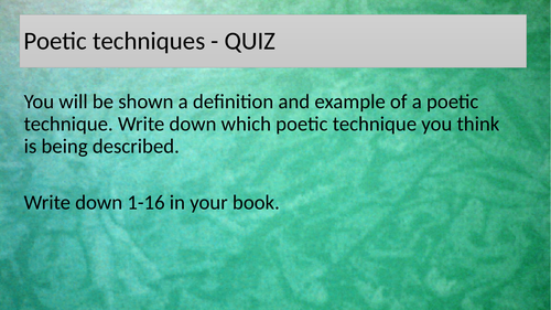 Poetry Techniques - Quiz