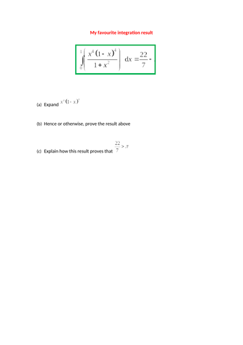 Favourite integration result for Further Maths students