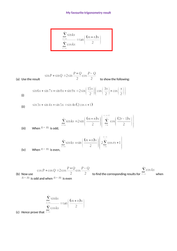 Trig Proof with Factor Formulae