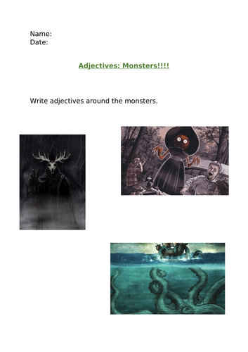 Describe a monster ADJECTIVES