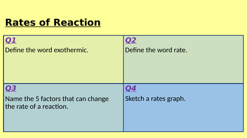 Rates of Reaction Revision