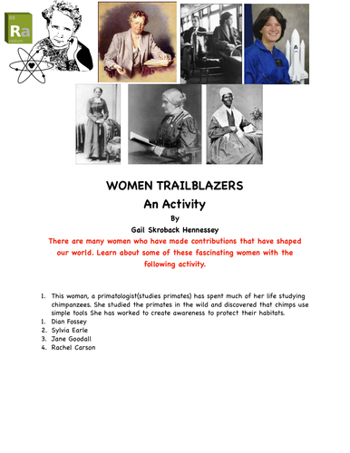 Women Trailblazers: An Activity