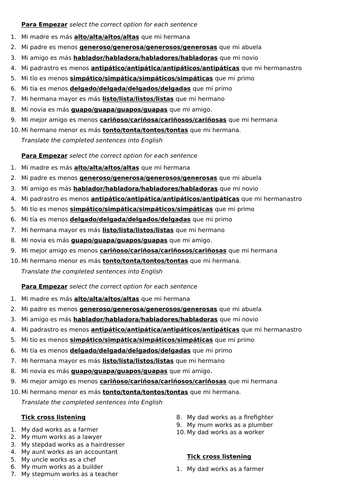 ¿A Qué Dedican Tus Padres? Jobs Bundle