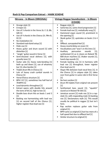 Eduqas A-level Music Rock & Pop Comparison Sample Question: "In Bloom"