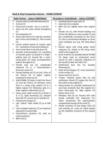 Eduqas A-level Music Rock & Pop Comparison Sample Question: "Jolene"