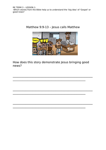 Understanding Christianity Y1 Gospels unit (What is the good news Jesus brings?)