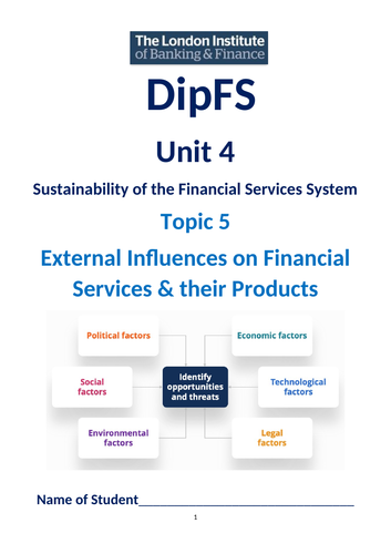 LiBF DipFS Unit 4 Topic 5 External Influences on Financial Services & their Products