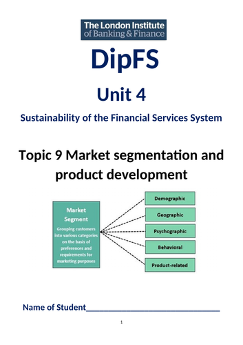 LiBF DipFS Unit 4 Topic 9 Market segmentation and product development