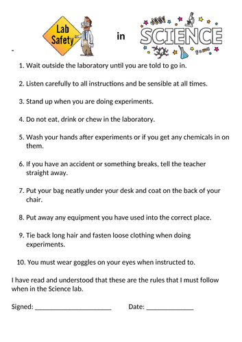 Science Student Contract | Teaching Resources