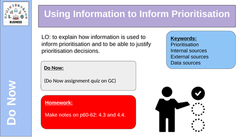 Using Information to Inform Prioritisation