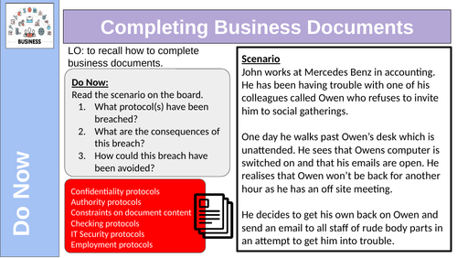 Completing Business Documents