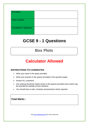 Box Plots for GCSE 9 - 1