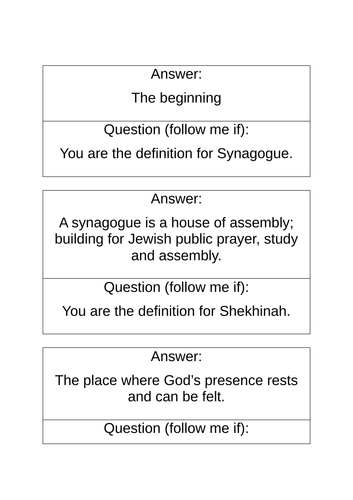 Jewish Beliefs and Practices - Follow me cards - EDUQAS / WJEC