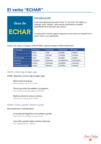 The verb  "Echar" in Spanish