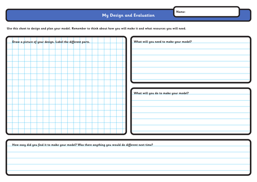 DT Design and Evaluation Sheet - EYFS / KS1