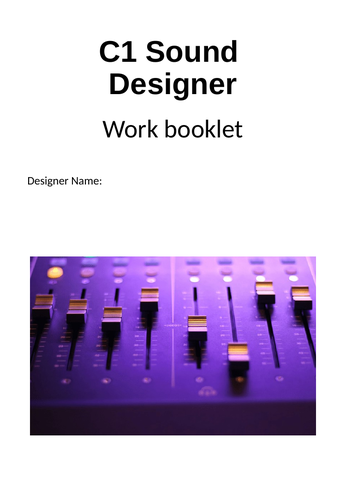 GCSE Drama Component 1 Sound Designer Workbook