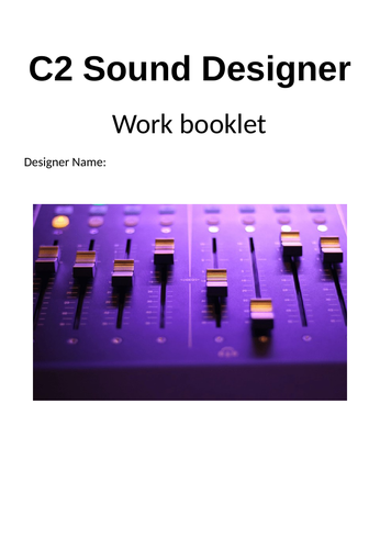 GCSE Drama Component 2 Sound Designer Workbook