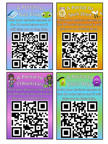 1 QR Poster to Help Children Log In to Websites Without Typing e.g. edshed, TTrockstars, Class Dojo!